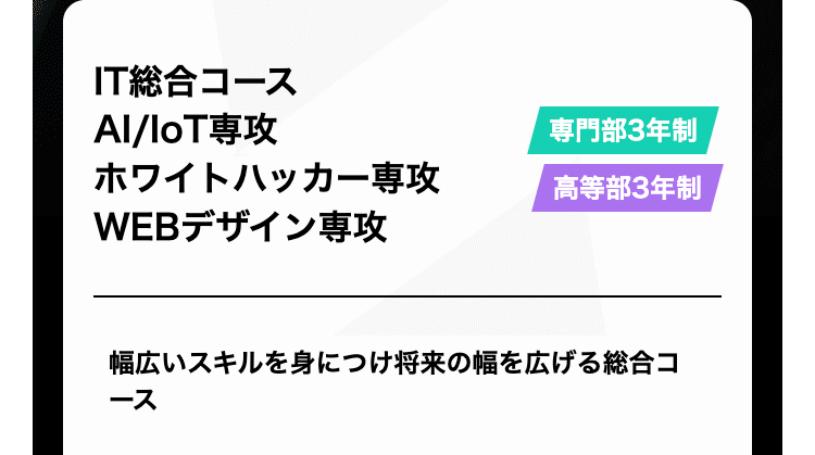 IT総合コース専門部3年制高等部3年制