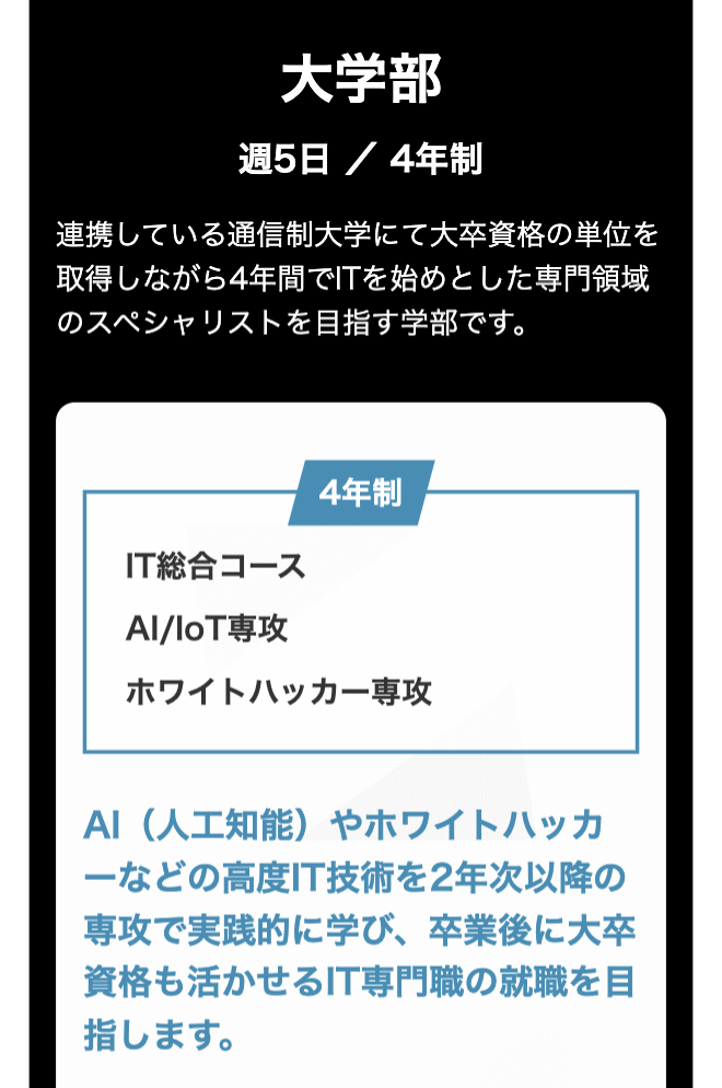 大学部
週5日 / 4年制